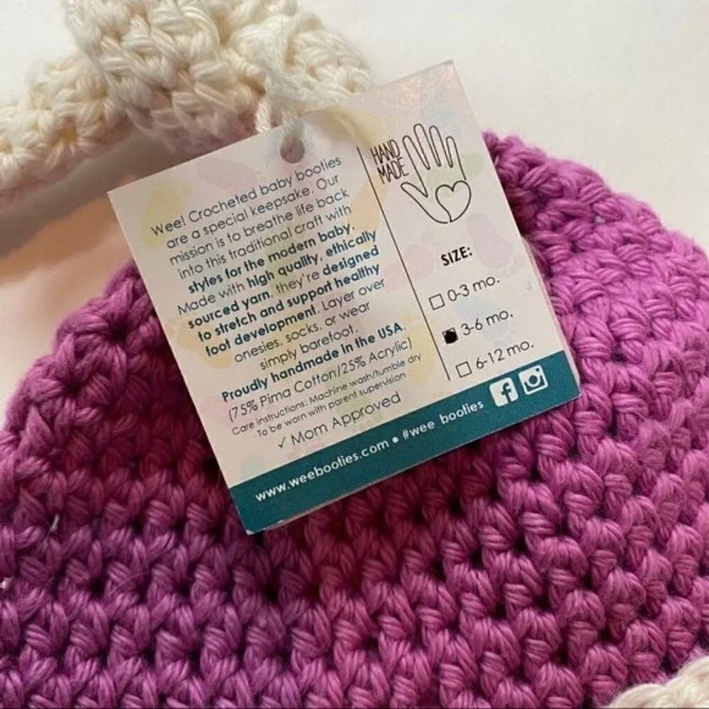 Wee Booties Purple Crochet Hat & Booties NWT 3-6M